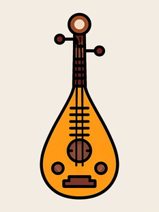 卡通风格的传统乐器琵琶