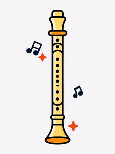竖笛与音符的灵动画面
