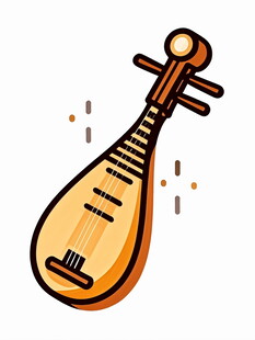 卡通风格的传统琵琶乐器