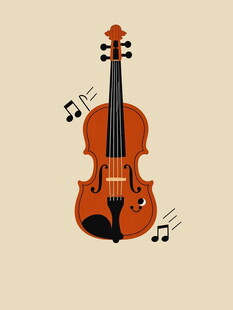 古典小提琴与音符图案