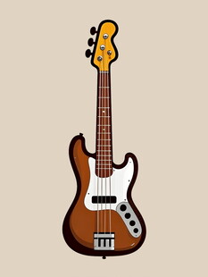 复古风格电贝斯插画