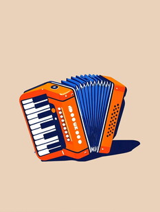 橙色手风琴插画