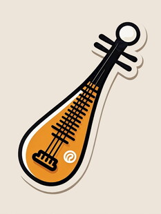 卡通风格琵琶贴纸图案