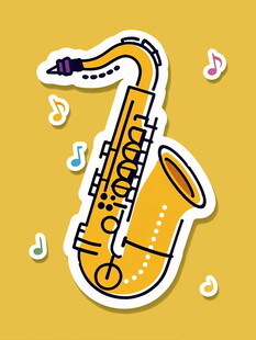卡通风格的金色萨克斯风