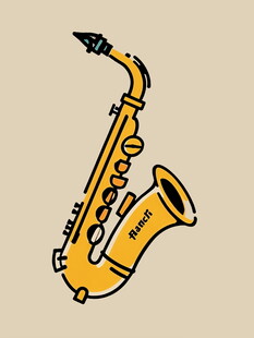 手绘黄色萨克斯风