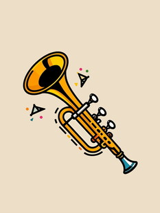 卡通风格小号演奏场景