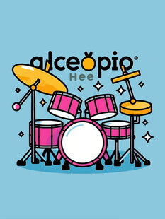 卡通风格架子鼓乐器插画