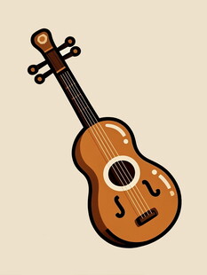 卡通风格的棕色吉他