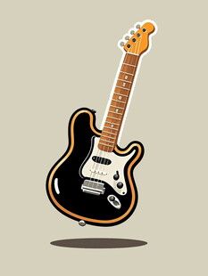 卡通风格黑色电吉他