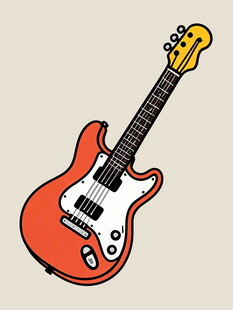 橙色电吉他插画