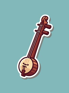 卡通风格中国传统乐器阮