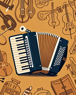 手风琴与多样乐器背景图