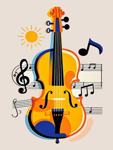 多彩小提琴与音乐元素