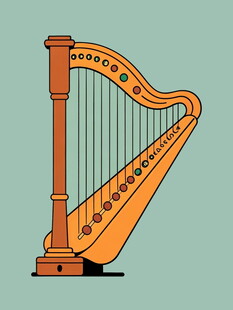 古典竖琴插画