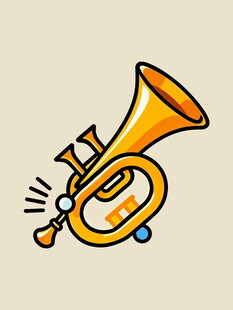 卡通风格的金色小号