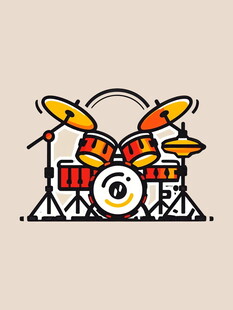 彩色简约风格架子鼓图案
