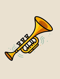 卡通风格的金色小号