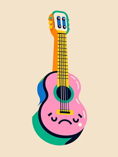 彩色卡通吉他形象设计