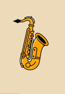 卡通风格的黄色萨克斯管