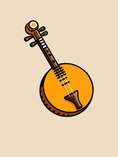 手绘中式传统乐器阮