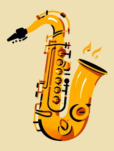 卡通风格的金色萨克斯管