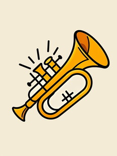 卡通风格的金色小号