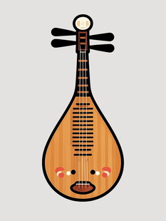 卡通形象的可爱琵琶乐器