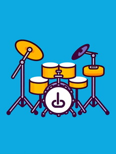 卡通风格架子鼓乐器图