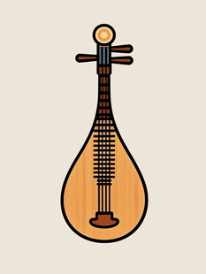 简约风格的传统琵琶图案