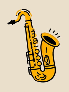 卡通风格的金色萨克斯管