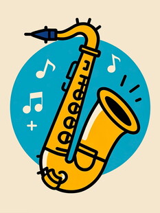 卡通风格的黄色萨克斯风