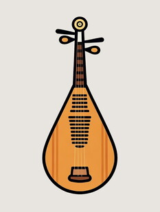 简约风格的传统琵琶插画