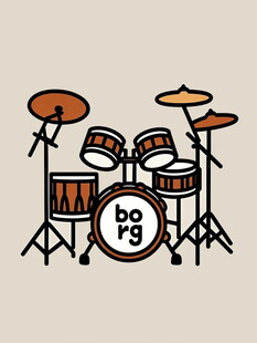 卡通风格架子鼓乐器图