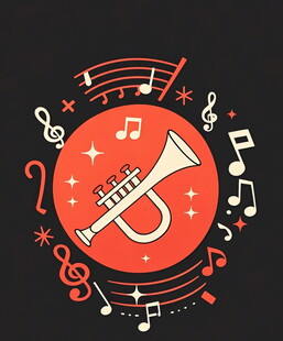 复古风小号音乐元素插画