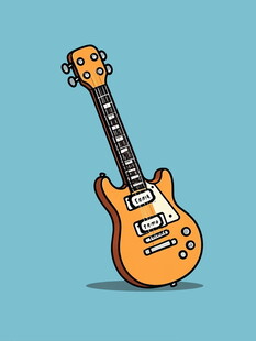 橙色电吉他卡通插画