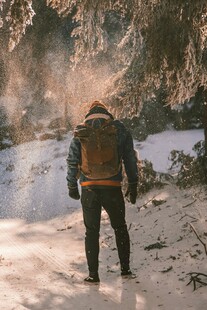 男子溪边独行赏景