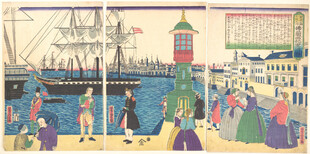 复古港口热闹场景