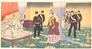 复古场景中的人物聚会