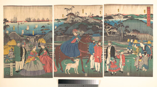 日本传统浮世绘场景画面