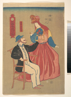 复古风格男女互动场景图