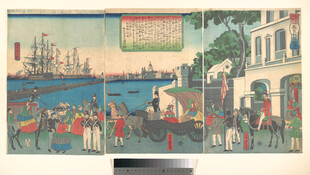 古代港口热闹贸易场景