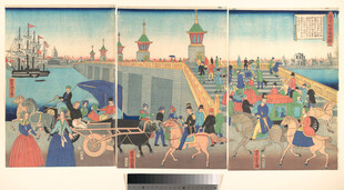 热闹集市场景绘画作品