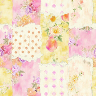 粉色花卉拼接图案背景