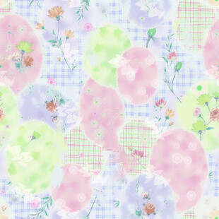 清新花卉格子图案布料