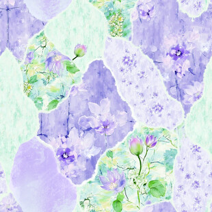 梦幻紫色花卉水彩图案