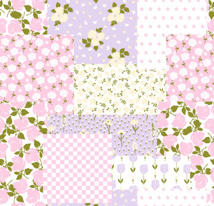 粉色花卉拼接图案背景