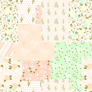 清新花卉仙人掌拼接图案