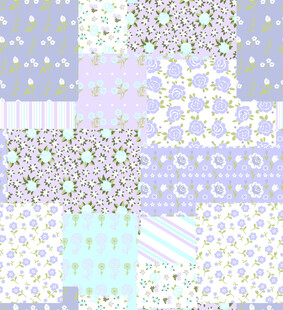 清新拼贴风几何花卉图案