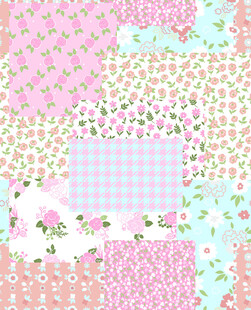 多彩花卉格子拼接图案