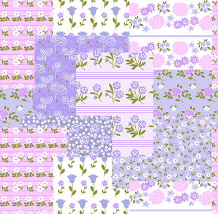 紫色花卉图案无缝背景素材